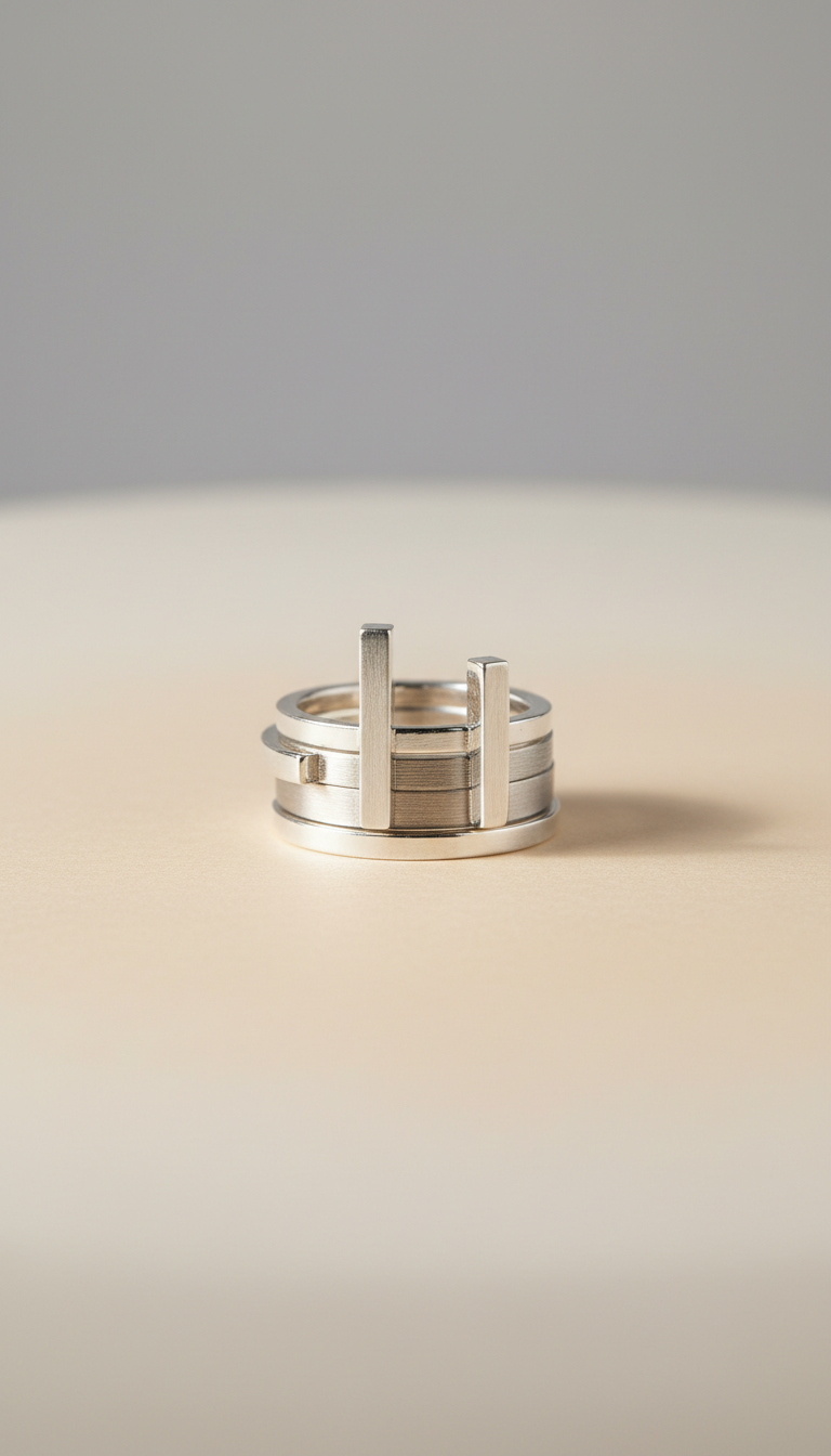 Sterling Silver Architectural Stacking Rings