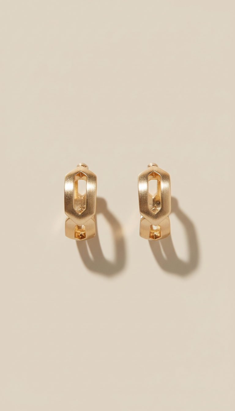 Geometric Hoop Earrings in Champagne Gold