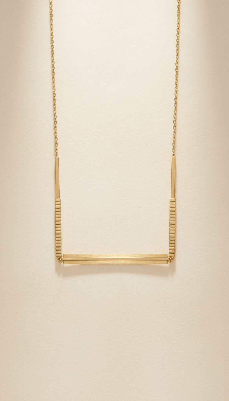 Matte Gold Linear Pendant Necklace
